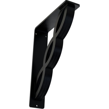 Ekena Millwork Loera Wrought Iron Bracket, (Triple center brace), Powder Coated Black 2"W x 7 1/2"D x 10"H BKTM02X07X10TLO
